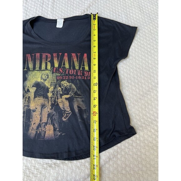 Nirvana 1991 Tour Shirt Womens Small Scoop Neck Cropped Original US Tour - Picture 9 of 9